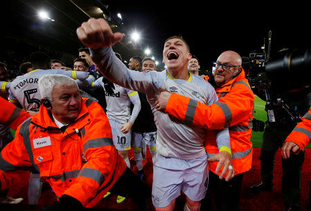 Soccer Football - FA Cup Third Round Replay - Southampton v Derby County - St Mary's Stadium, Southampton, Britain - January 16, 2019 Derby County's Martyn Waghorn celebrates with team mates after the match Action Images via Reuters/Andrew Couldridge