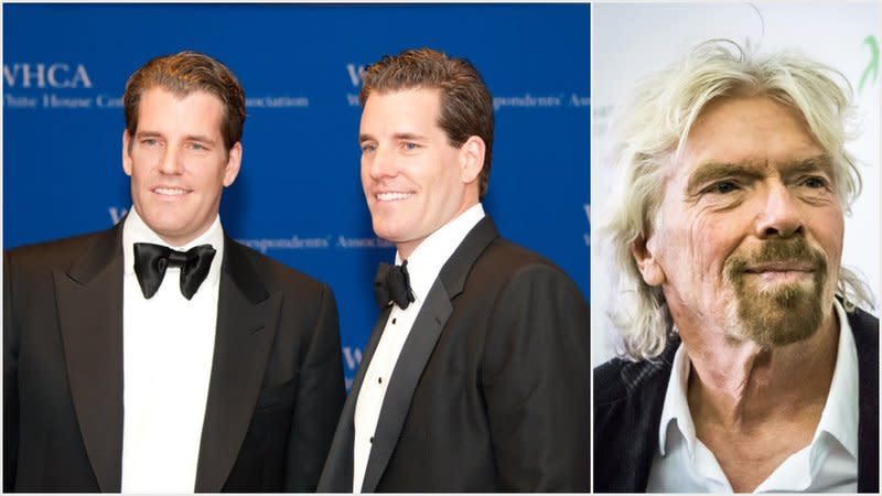 The Winklevoss twins used bitcoin to pay for a trip to space aboard billionaire Richard Branson's Virgin Galactic spaceship. | Source: Shutterstock; Edited by CCN