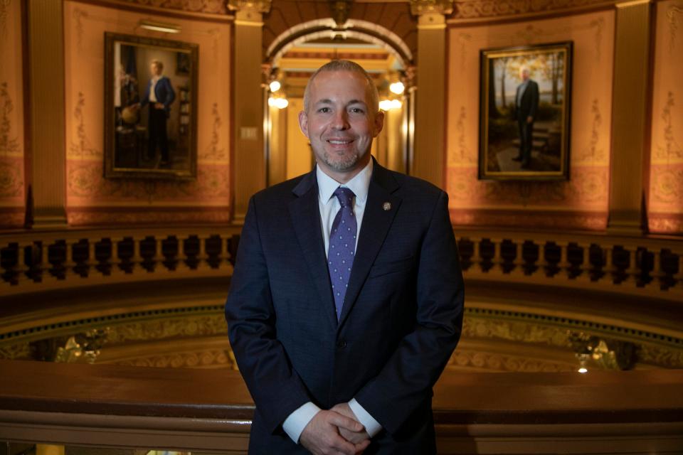 Rep. Jason Wentworth, R-Clare Michigan, photographed at the state capitol Monday, Dec. 21, 2020.