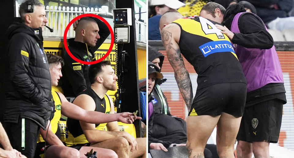 Dustin Martin, pictured here after being subbed out of Richmond's clash with Carlton.