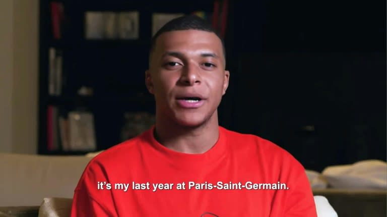 Imagen del vídeo en el que Kylian Mbappé anunció oficialmente su marcha del París Saint-Germain al término de la actual temporada, el 10 de mayo de 2024 (-)