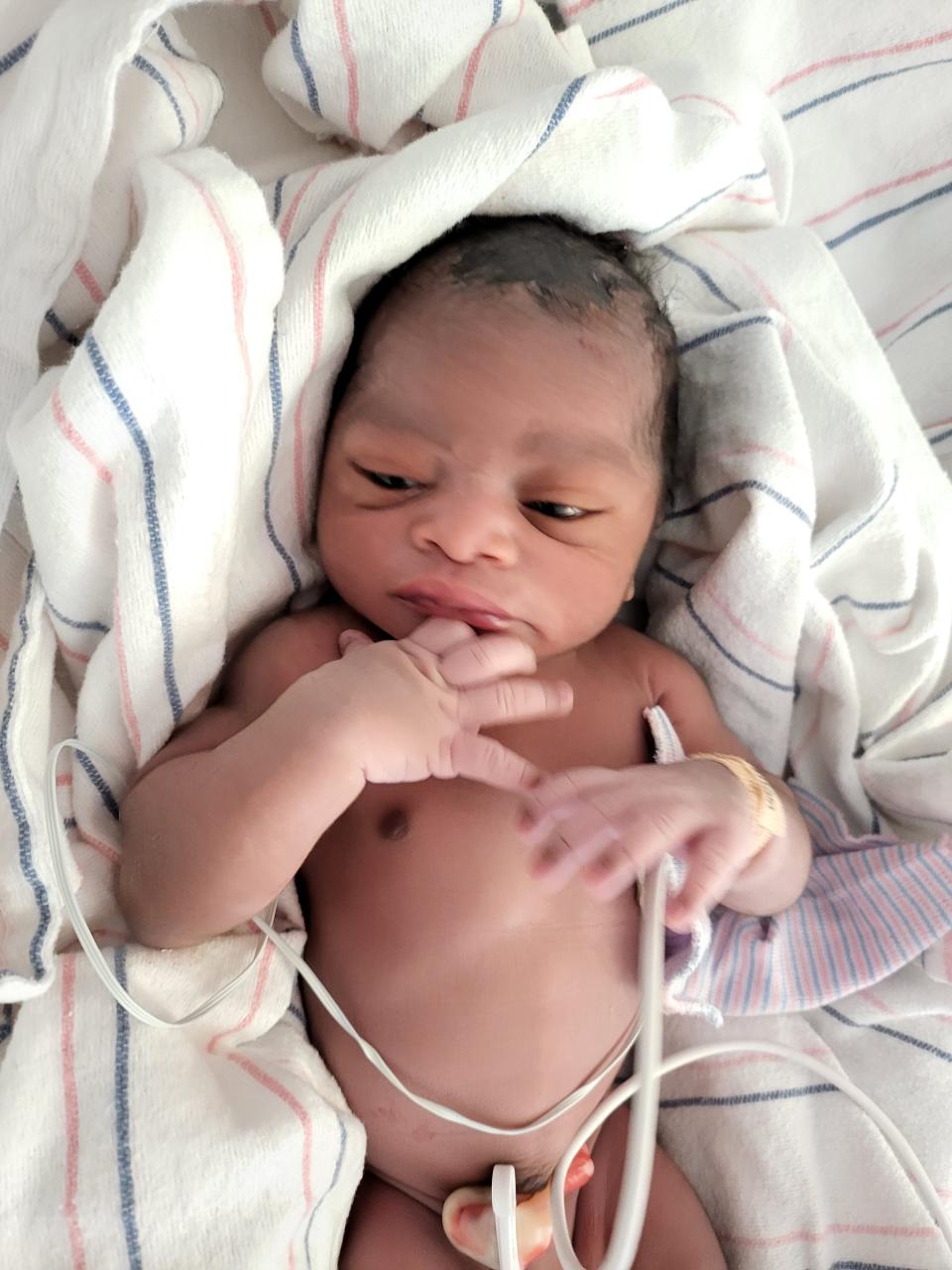 Akovi Davis at Flagler Hospital after being born roadside near the intersection of U.S. 1 and State Road 206 near St. Augustine, Sunday, June 25, 2023.