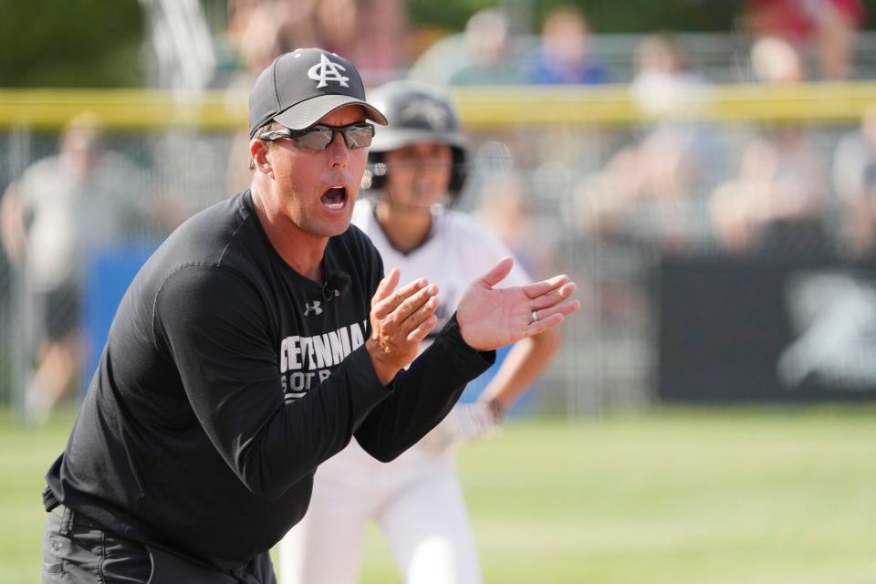 Ankeny Centennial Head Coach Brett Delaney is the Register's Softball Coach of the Year after leading the Jaguars to the program's first state title.