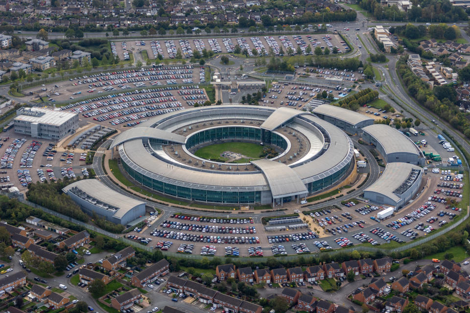 GLOUCESTERSHIRE, UNITED KINGDOM - OCTOBER 06, 2023: In an aerial view, GCHQ, the Government Communications Headquarters on October 06, 2023, in United Kingdom.  (Photo by David Goddard/Getty Images)