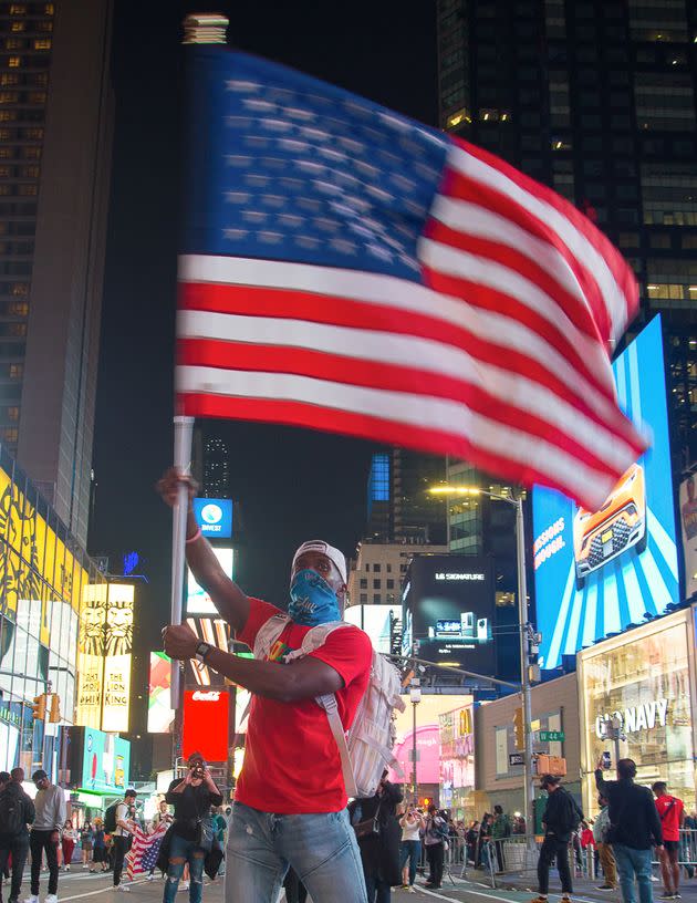 A president-elect celebration in Times Square, New York City, in 2020.