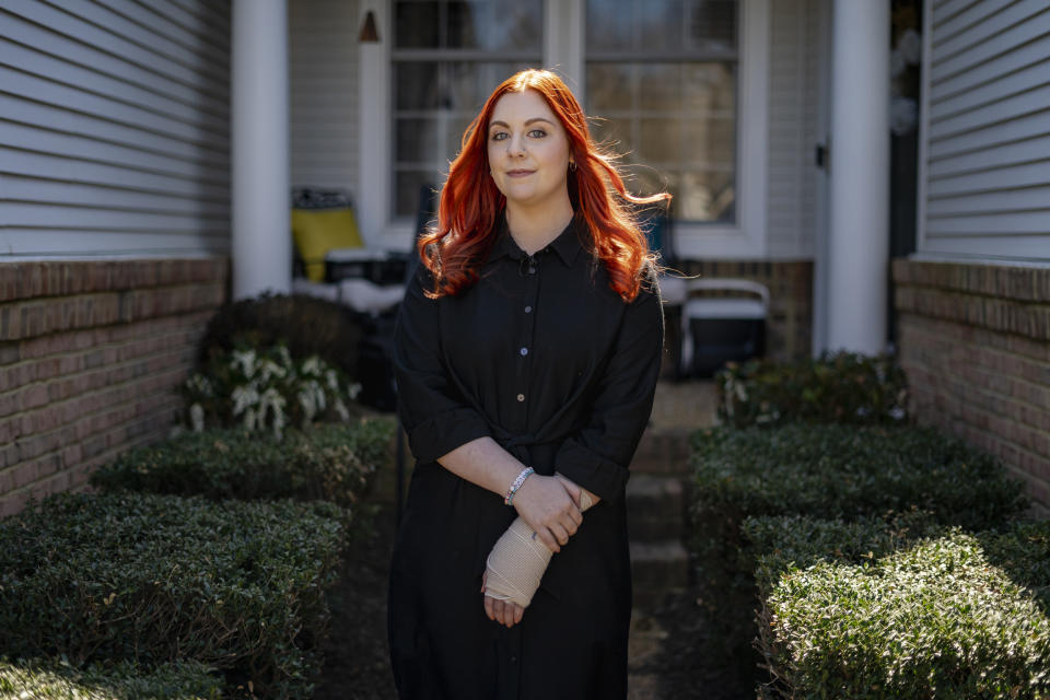 Virginia elementary school teacher Abigail Zwerner poses for a portrait at an undisclosed location in Virginia on March 20, 2023. (Carlos Bernate for NBC News)