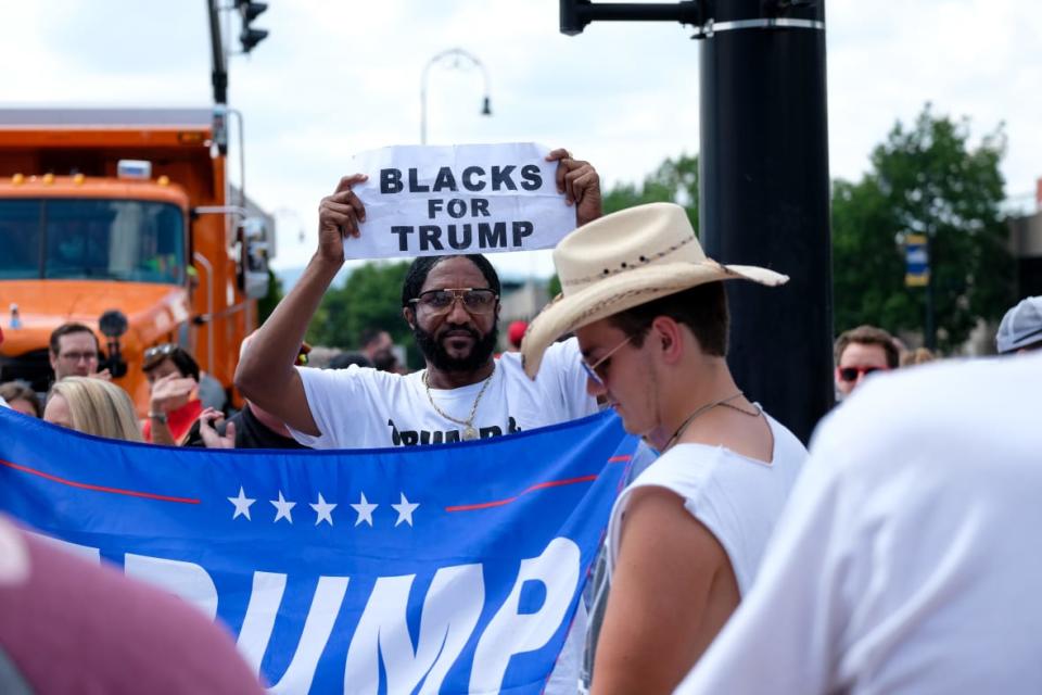 Trump Supporters gather in Manchester, New Hampshire during the MAGA Rally. (Photo by Preston Ehrler/SOPA Images/LightRocket via Getty Images)