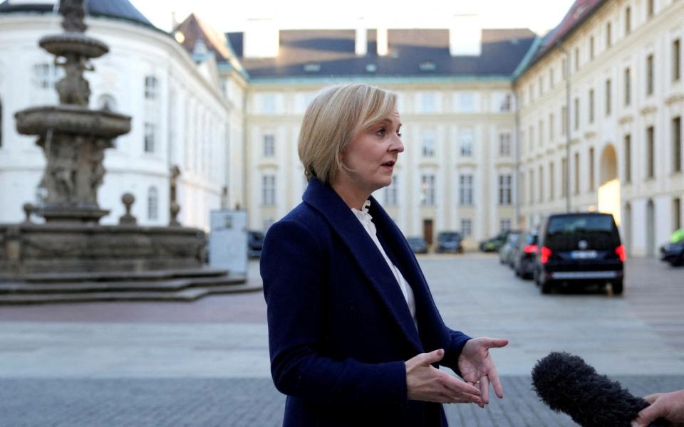 Liz Truss spoke to reporters after the first meeting of the European Political Community yesterday - Alastair Grant/Pool via Reuters/File Photo