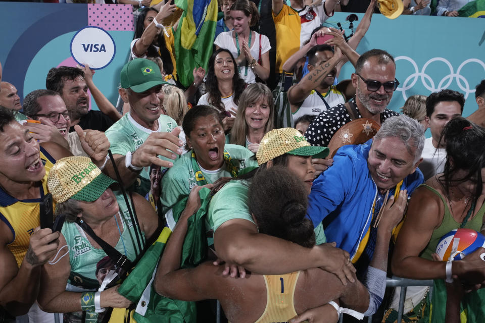 Brazil beats Canada in tense threeset women's beach volleyball gold