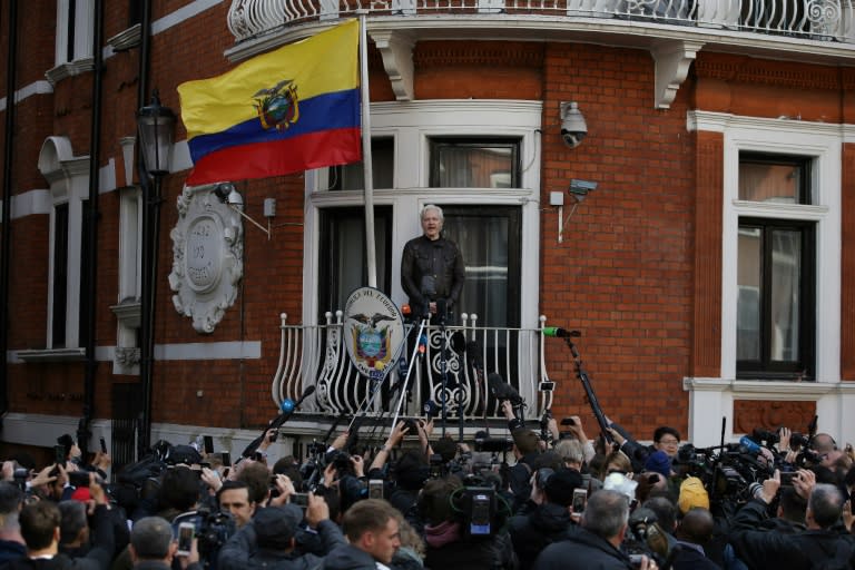 Ecuador says Wikileaks founder Julian Assange, seen here speaking on the balcony of the Ecuadoran embassy in London on May 19, 2017, is in an "untenable" situation