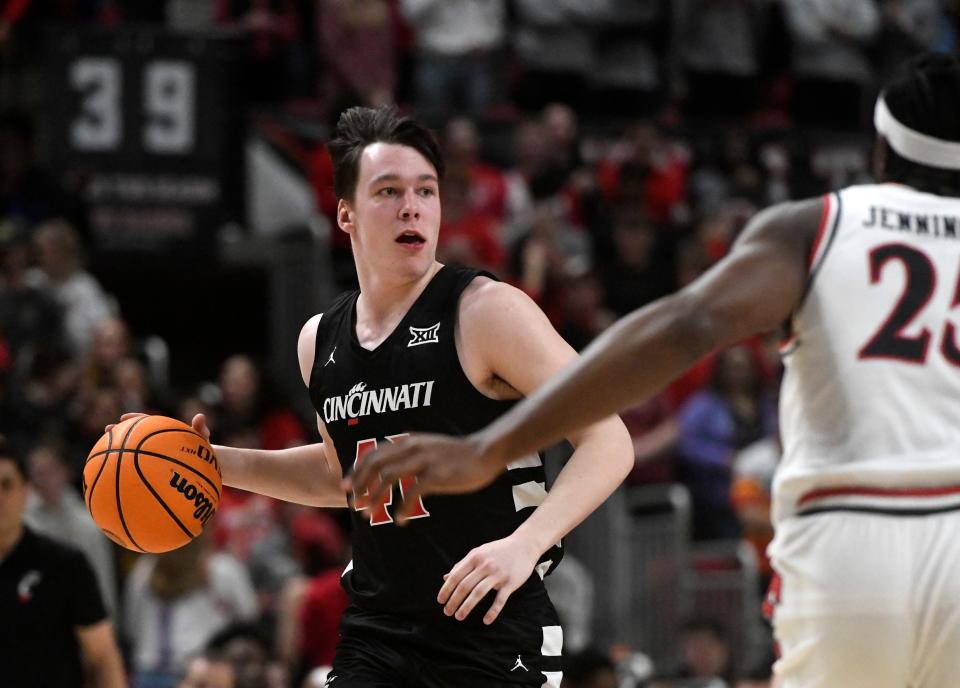 Simas Lukosius led the Bearcats with 16 points in their road upset of then-15th-ranked Texas Tech on Saturday night.