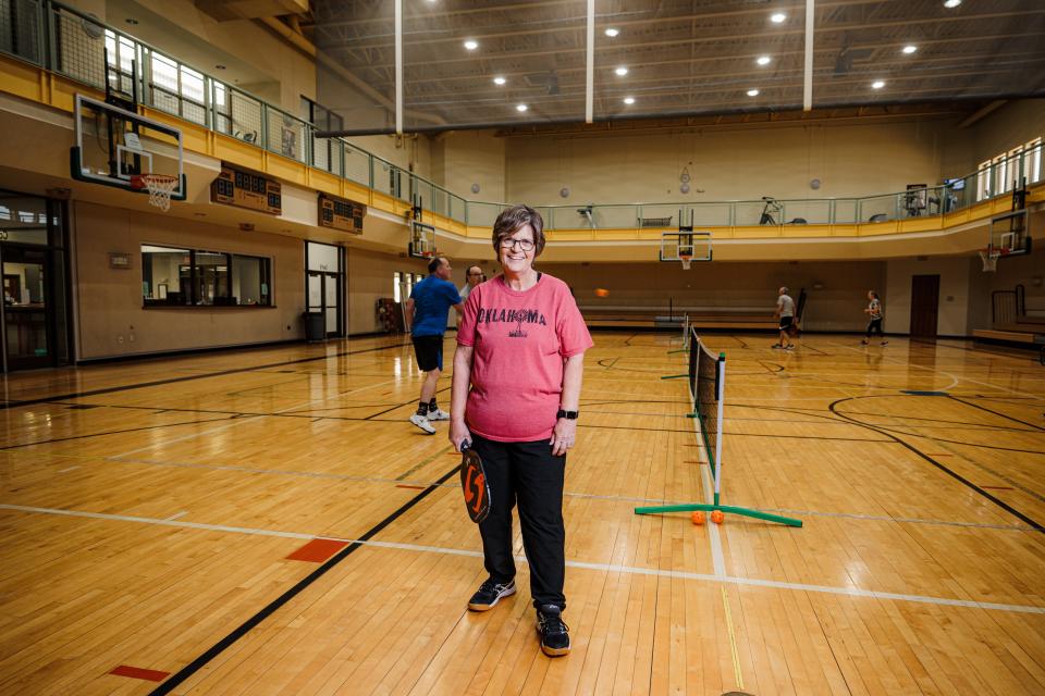 Teri Dray loves a good game of pickleball with her life long friends at the FBC Family Life Center.