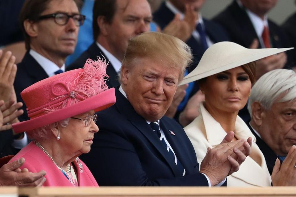 Donald and Melania Trump earlier joined the Queen for the D-Day 75 national commemoration (Getty)