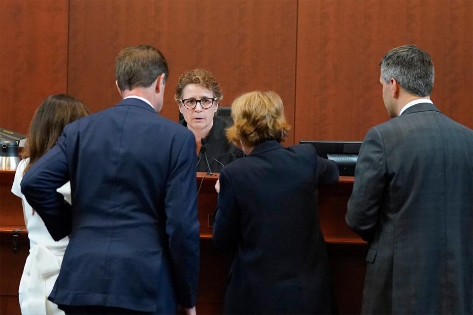 Judge Penney Azcarate speaks to lawyers for Actor Johnny Depp and Actor Amber Heard during closing arguments at the Fairfax County Circuit Courthouse in Fairfax, Virginia, on May 27, 2022. - Actor Johnny Depp is suing ex-wife Amber Heard for libel after she wrote an op-ed piece in The Washington Post in 2018 referring to herself as a public figure representing domestic abuse.