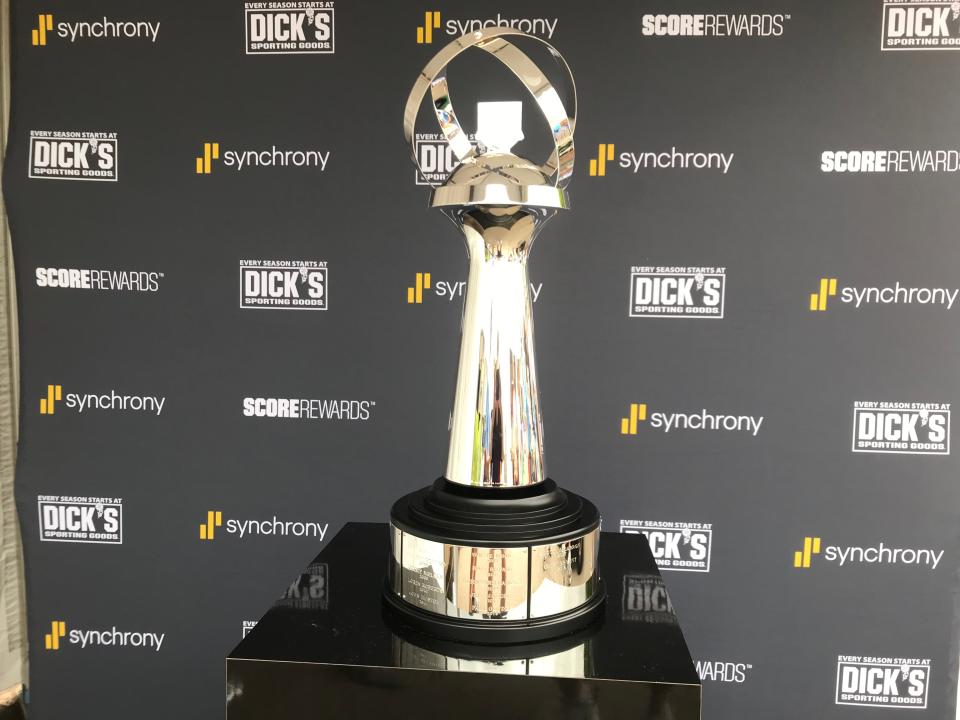The Dick's Sporting Goods Open champion will hoist this on Sunday.