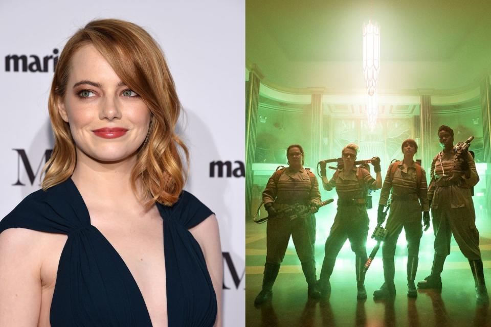 <p>When it was announced that Paul Feig would be directing an all-female version of Ghostbusters, the internet was flooded with articles dreaming up the perfect cast. Even original star Bill Murray <a href="https://www.thestar.com/entertainment/tiff/2014/09/07/tiff_bill_murray_scares_up_female_ghostbusters_cast_suggestions.html" rel="nofollow noopener" target="_blank" data-ylk="slk:voiced his;elm:context_link;itc:0;sec:content-canvas" class="link ">voiced his</a> picks, a list that included Stone. Feig apparently agreed, as Stone later revealed she’d turned down a role in the movie after starring in The Amazing Spider-Man films. “The script was really funny,” she <a href="https://www.wsj.com/articles/emma-stone-talks-irrational-man-the-sony-hack-and-keeping-her-personal-life-private-1434547660?tesla=y" rel="nofollow noopener" target="_blank" data-ylk="slk:told the Wall Street Journal;elm:context_link;itc:0;sec:content-canvas" class="link ">told the Wall Street Journal</a>. “It just didn’t feel like the right time for me. A franchise is a big commitment—it’s a whole thing. I think maybe I need a minute before I dive back into that water.” Melissa McCarthy, Kristen Wiig, Leslie Jones, and Kate McKinnon ended up as the leading ladies instead.</p>