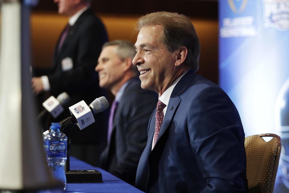 Alabama head coach Nick Saban has more of a sense of humor than he gets credit for. (AP)