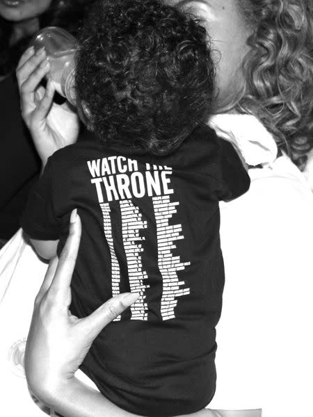 Beyonce bottle feeds baby Blue Ivy who wears a t-shirt for her Dad's tour. Photo: Beyonce/Tumblr