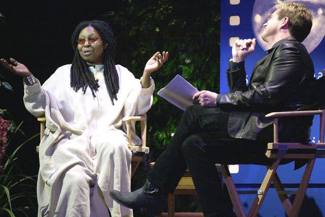 <p>Chris Weeks/Getty</p> Whoopi Goldberg and Steve Kmetko in Santa Barbara, California in 2000.