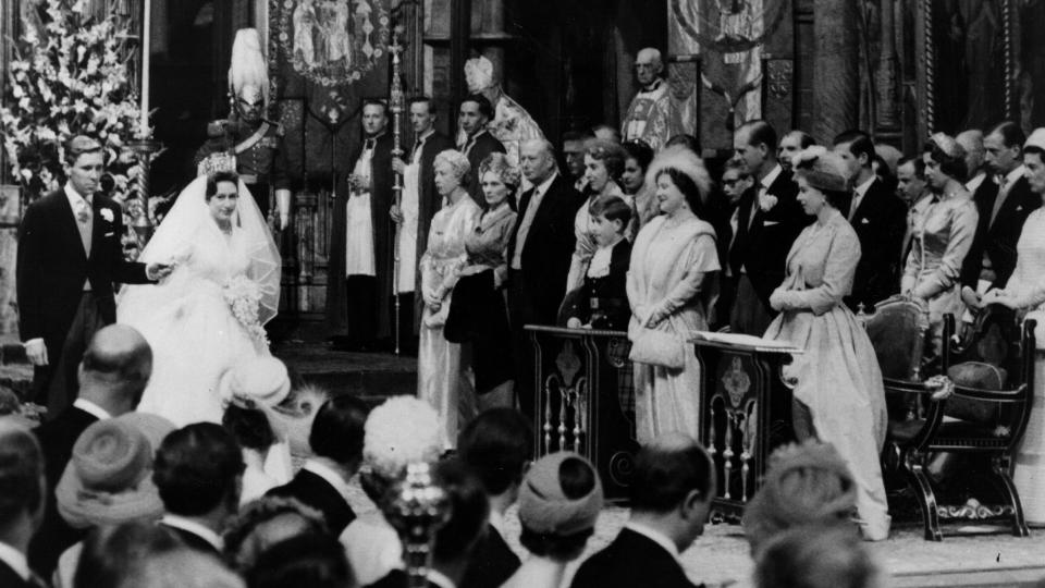 Princess Margaret walking down the aisle