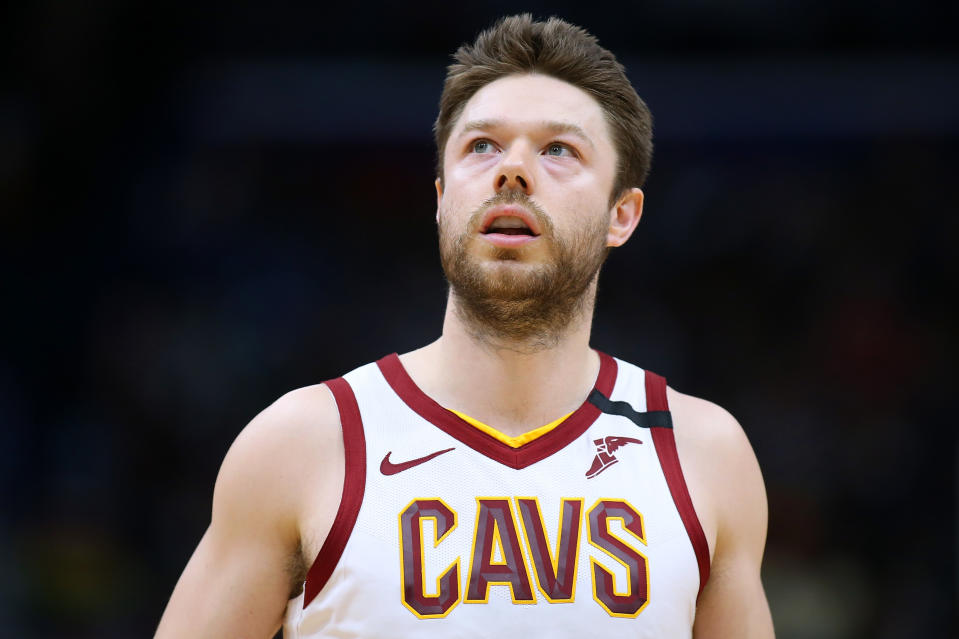 NEW ORLEANS, LOUISIANA - FEBRUARY 28: Matthew Dellavedova #18 of the Cleveland Cavaliers reacts against the New Orleans Pelicans during the second half at the Smoothie King Center on February 28, 2020 in New Orleans, Louisiana. NOTE TO USER: User expressly acknowledges and agrees that, by downloading and or using this Photograph, user is consenting to the terms and conditions of the Getty Images License Agreement.  (Photo by Jonathan Bachman/Getty Images)