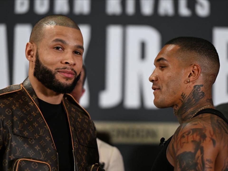 Chris Eubank Jr (left) and Benn at a pre-fight face off (Getty Images)