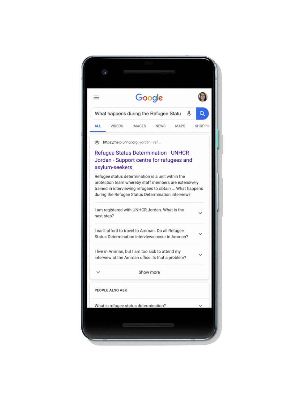 Google search answers for refugee questions