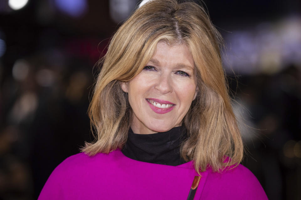 Kate Garraway poses for photographers upon arrival for the premiere of the film 'Black Adam' on Tuesday, Oct. 18, 2022, in London. (Photo by Vianney Le Caer/Invision/AP)