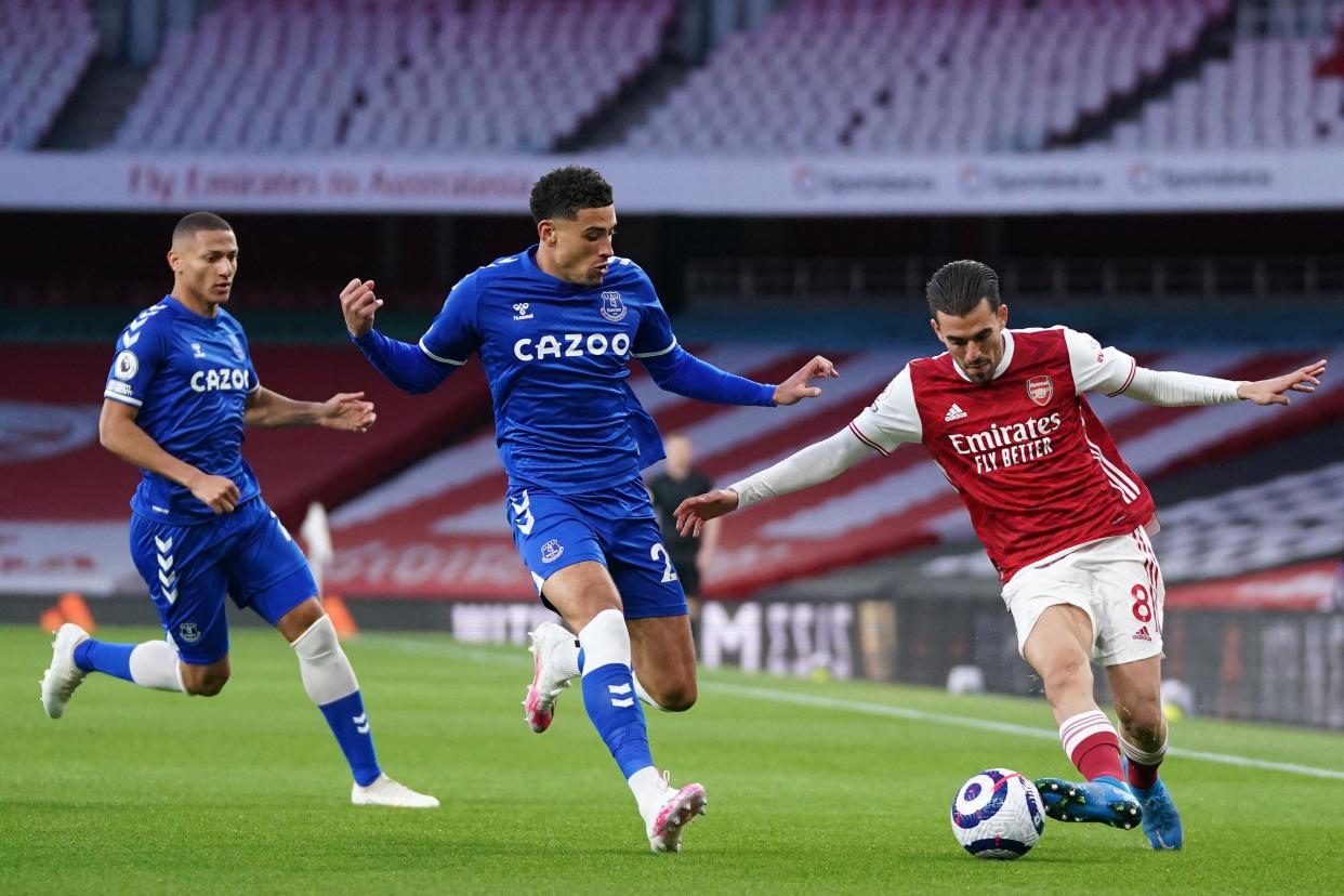 Dani Ceballos gets on the ball for Arsenal (Getty)