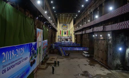 A general view shows a machine hall of Rogun hydroelectric power station on the Vakhsh River ahead of the launch of its first turbine, east of country's capital Dushanbe, Tajikistan November 14, 2018. Picture taken November 14, 2018. REUTERS/Nozim Kalandarov