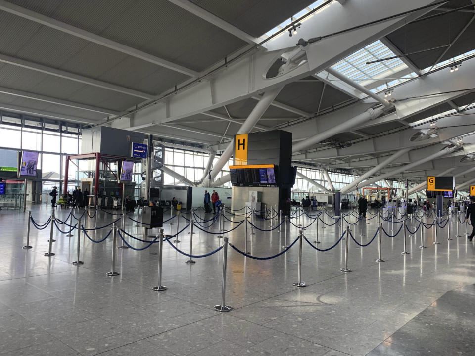 Photo by: KGC-102/189/STAR MAX/IPx 2020 3/12/20 General view of an empty Heathrow Airport in London. Boris Johnson is chairing the emergency Cobra committee later today.