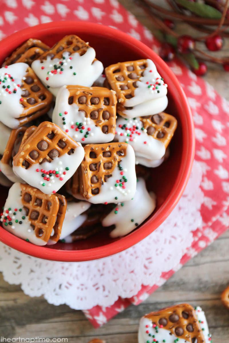 Chocolate-Dipped Rolo Pretzel Sandwiches