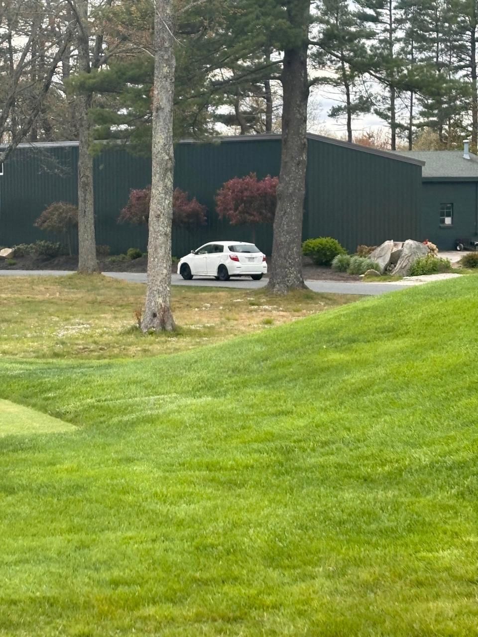 Hopkinton police say this car drove onto the golf course at the Hopkinton Country Club last Saturday.