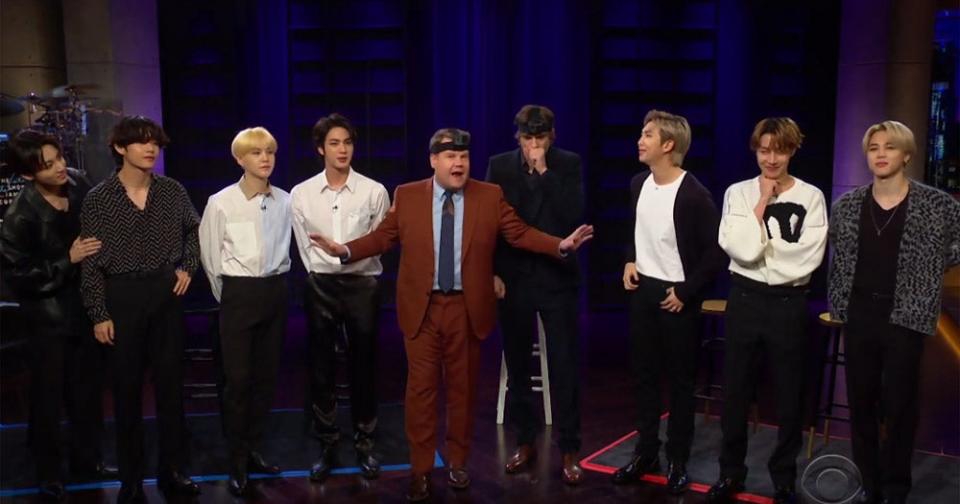 Hide'n'seek: BTS, Jame Corden and Ashton Kutcher prepare for a game (Late Late Show )