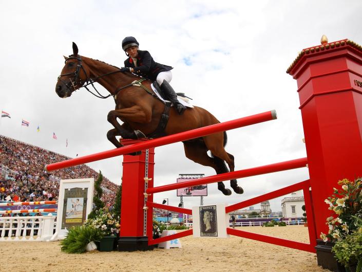 Obstacle Knockdown at the Olympic Equestrian Show Jumping