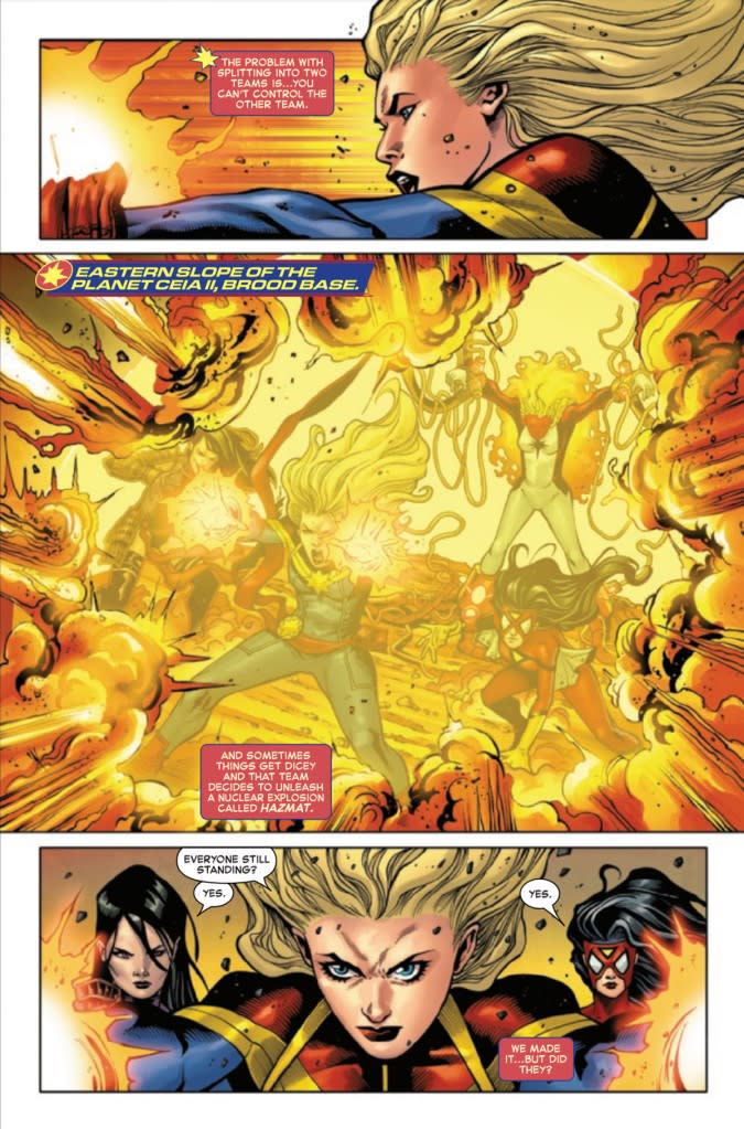 Pages illustrated by Sergio Davila, with inks by Sean Parsons with Roberto Poggi, colors by Arif Prianto, and letters by VC’s Clayton Cowles.