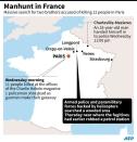 Map showing the area in France where armed police and paramilitary forces are searching for two brothers accused of killing 12 people in Paris on Wednesday