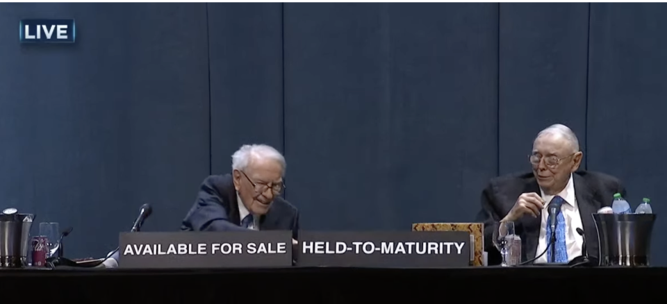 Warren Buffett having some fun at the 2023 Berkshire Hathaway Annual Meeting. (Photo: screenshot/CNBC)