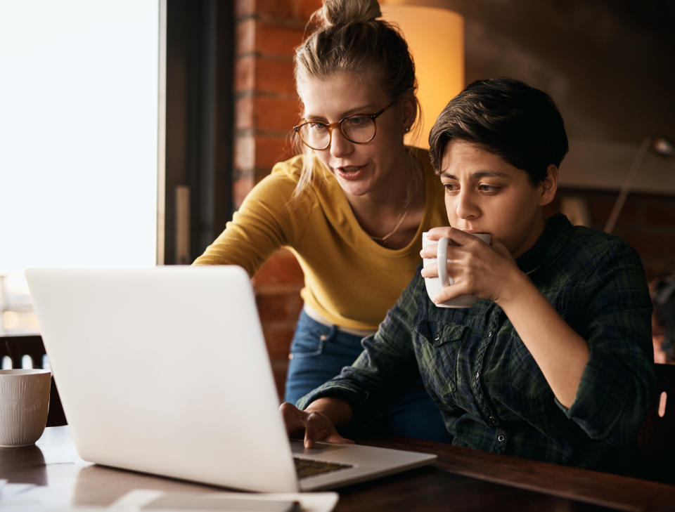 A couple going over their finances together