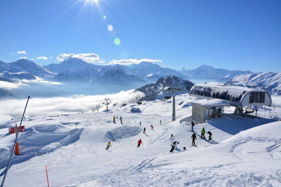 skiers in Switzerland
