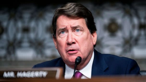 PHOTO: Sen. Bill Hagerty speaks during the Senate Banking, Housing, and Urban Affairs Committee hearing titled Crypto Crash: Why the FTX Bubble Burst and the Harm to Consumers, in Dirksen Building, December 14, 2022. (Tom Williams/CQ-Roll Call, Inc via Getty Images, FILE)