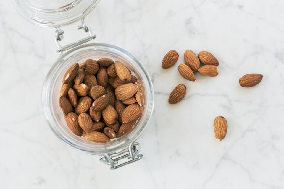 almonds in a glass jar