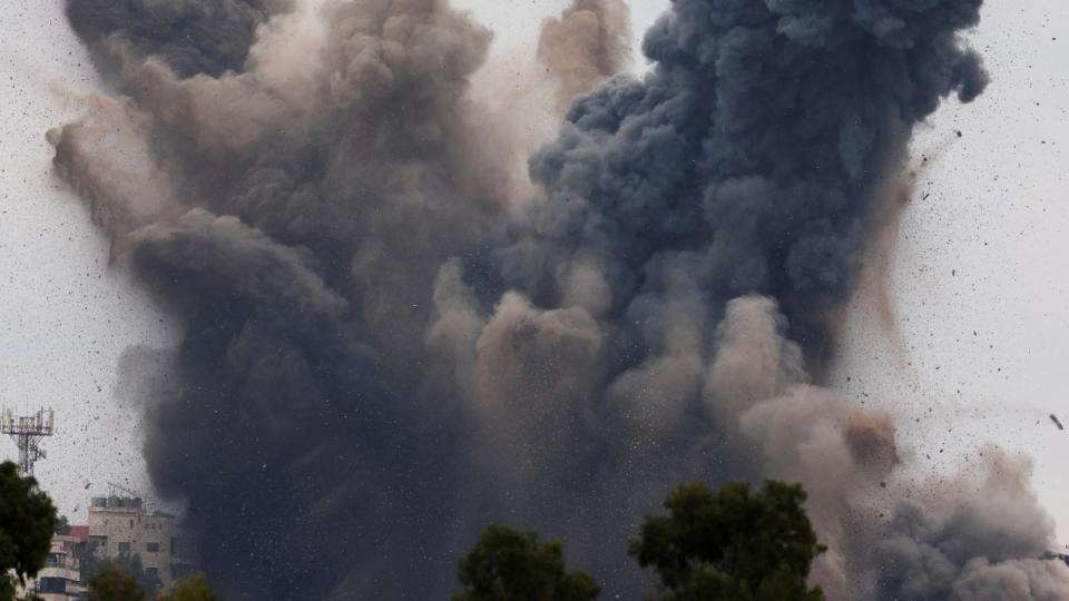 PHOTO: Smoke billows amid the ongoing hostilities between Hezbollah and Israeli forces, as seen from Tyre, southern Lebanon, Oct. 7, 2024.  (Aziz Taher/Reuters)