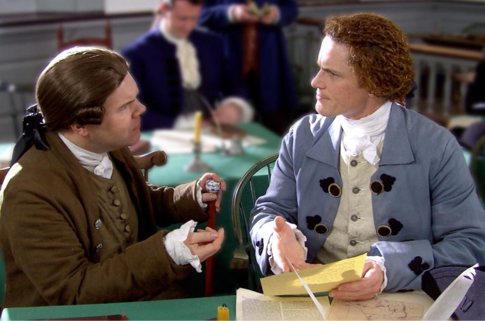 Peyton Dixon, left, and Steve Edenbo assume the personas of John Adams and Thomas Jefferson for "History Comes to Life," a dramatization of a constitutional debate between the two former U.S. presidents, which will take place this weekend at the Farmington Civic Center.