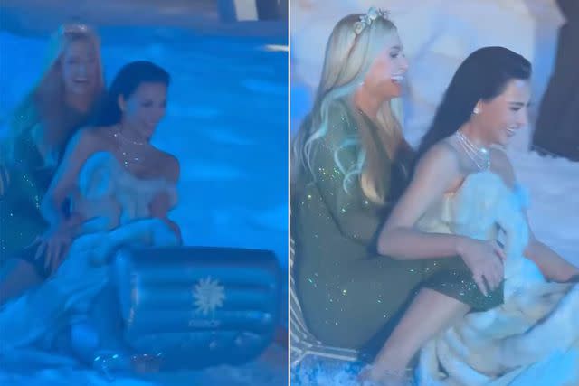 <p>Nicky Hilton/Instagram</p> Nicky Hilton captured her sister Paris and Kim enjoying a sleigh ride down the faux snow.