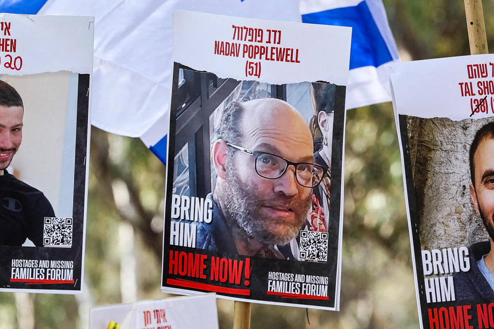 A missing poster of Nadav Popplewell (Jack Guez / AFP - Getty Images file)