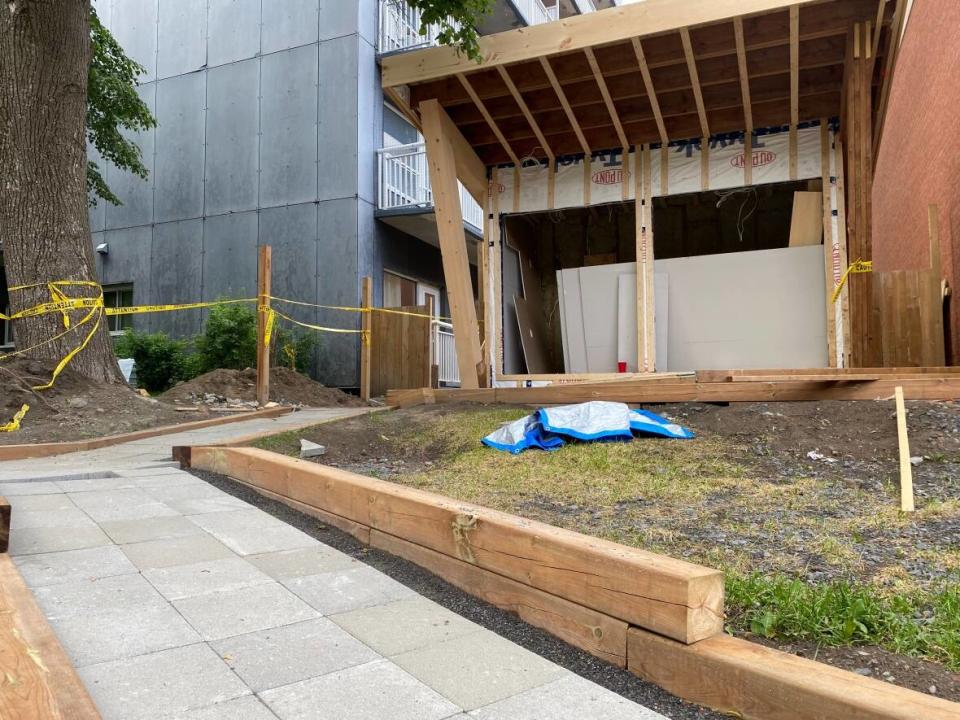 Public Food, designed by Carleton University architecture students, is set to be finished at the end of the week. (Sara Frizzell/CBC - image credit)