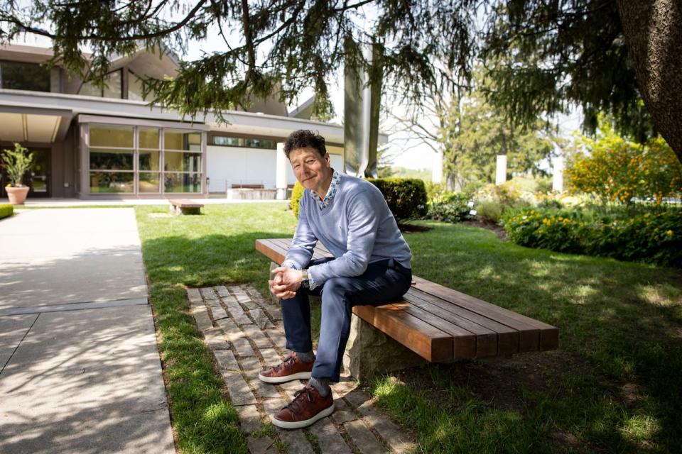 Artistic director Antoni Cimolino sits for a portrait on the grounds of the Stratford Festival.