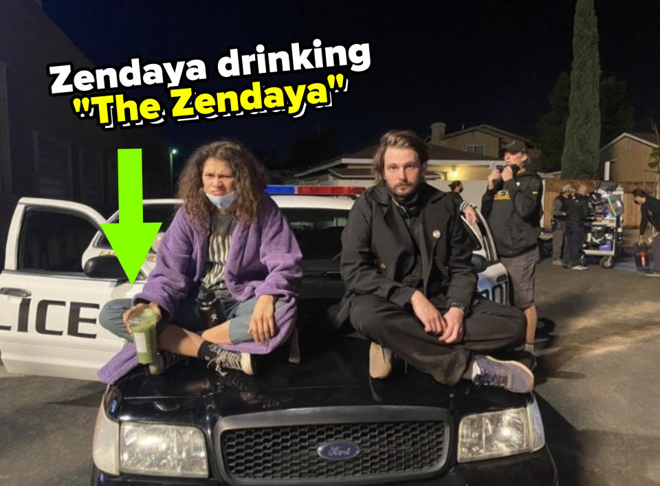 Zendaya and director Sam Levinson on the set of "Euphoria"