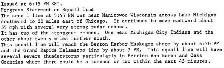 the 615 pm statement issued by the Weather Bureau